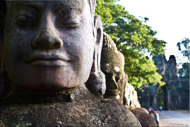 Line of stone kmer gods, South Gate, Angkor Thom