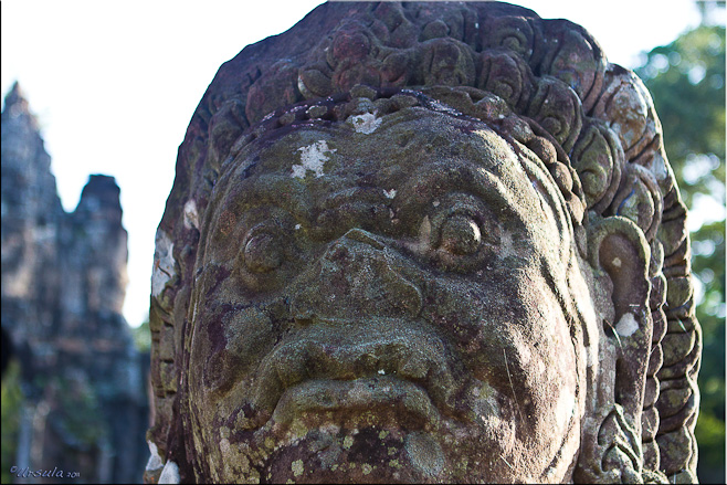 Close-up of a Khmer demon, South Gate, Angkor Thom