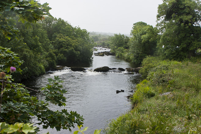 View over River Owenmore on a misty morning, Cloghane, Ireland