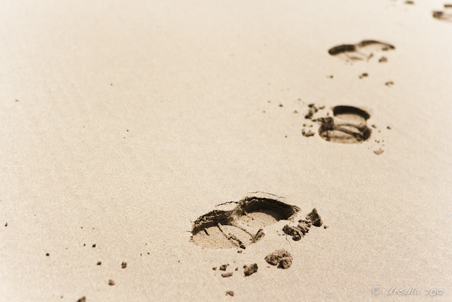 Shoe prints in damp sand, Dingle Peninsula, Ireland