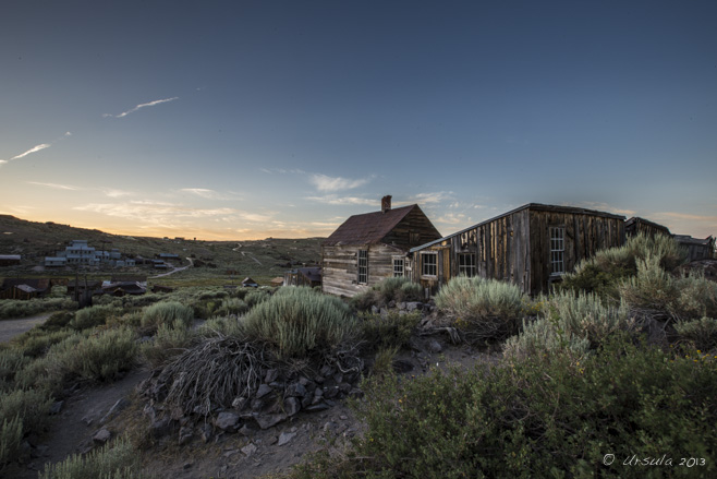 Rear of the Metzner House in pre-dawn light, Bodie SHP, CA USA