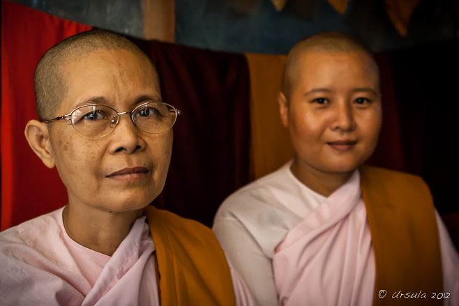 Portrait: Two Burmese Buddhist nuns, Mandalay