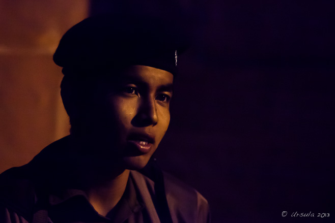 Portrait of a Young Guard in the dark, Taj Mahal, Agra 