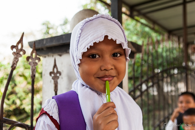 Sumatran School Girl, Crocodile Farm, Asam Kumbang, North Sumatra, Indonesia