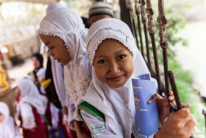 Sumatran School Girl, Crocodile Farm, Asam Kumbang, North Sumatra, Indonesia