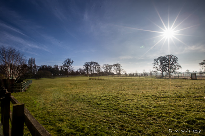 Sunburst over a field at St Mary