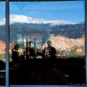 Shadows in the window of Garden of the Gods Club and Resort 17May2013