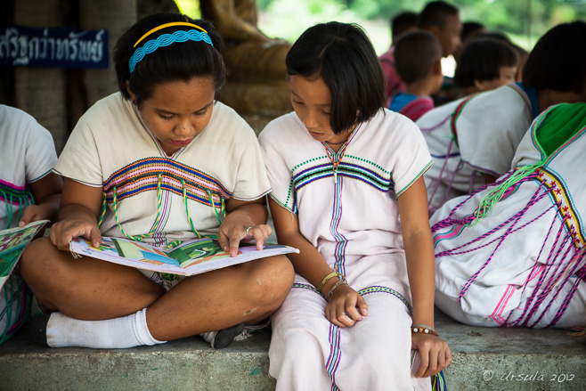 Karen Girls Reading, Ban Huay Sa Paet School in Chom Thong district, Chiang Mai Province