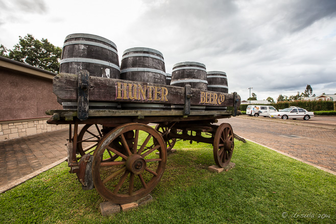 Barrels in a Hunter Beer Co cart, Potters Hotel Brewery Resort, Nulkaba AU 