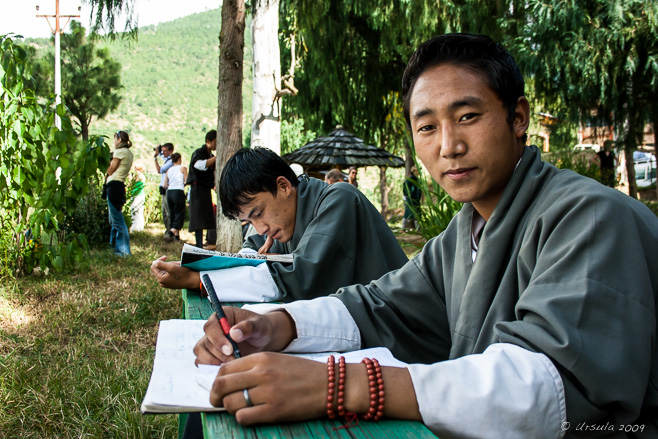 Bhutanese youth in school uniform, Punakha, Bhutan