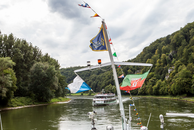 Tourist boats in the Danube Gorge, Bavaria