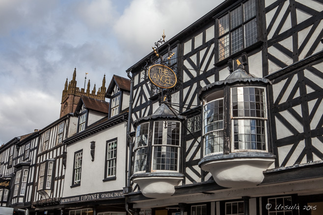 The Angel, black and white Tudor Inn, Broad St, Ludlow