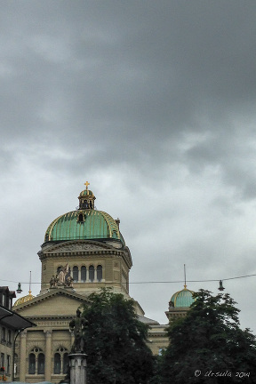 Rain clouds over Houses of Parliament, Bern Switzerland