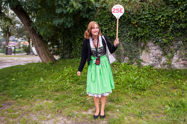 Female Bavarian Guide in a dirndl, Passau, Germany