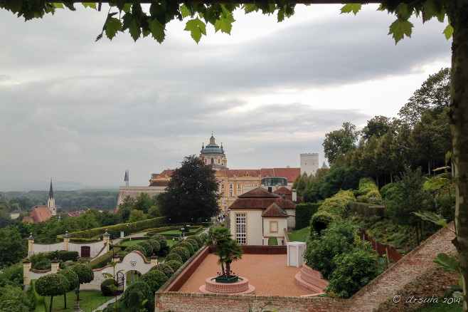 Overlooking Melk Abbey from the car park, Melk Austria 