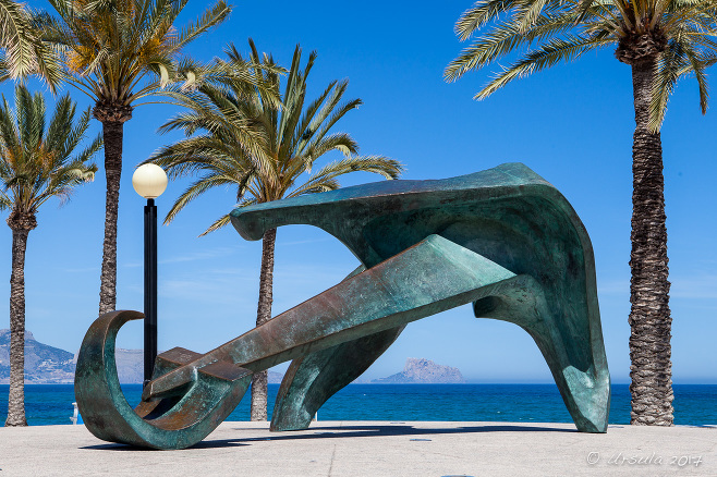 Anchor sculpture on the Mediterranean, Albir, Alicante Spain