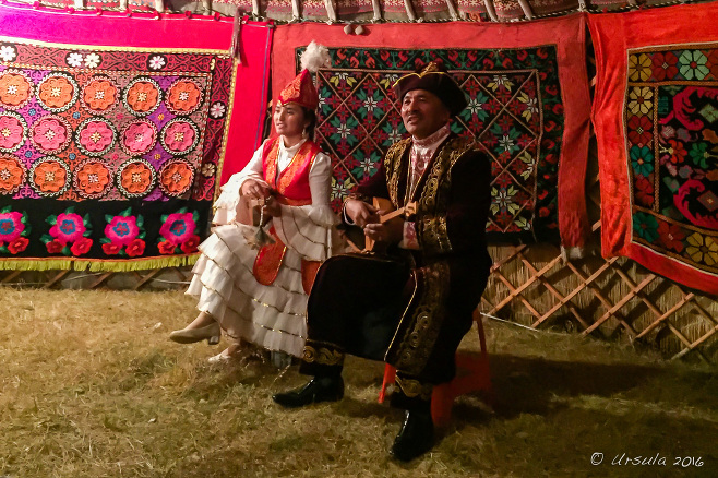 Kazakh musicians in a ger, Bayan-Ölgii, Mongolia