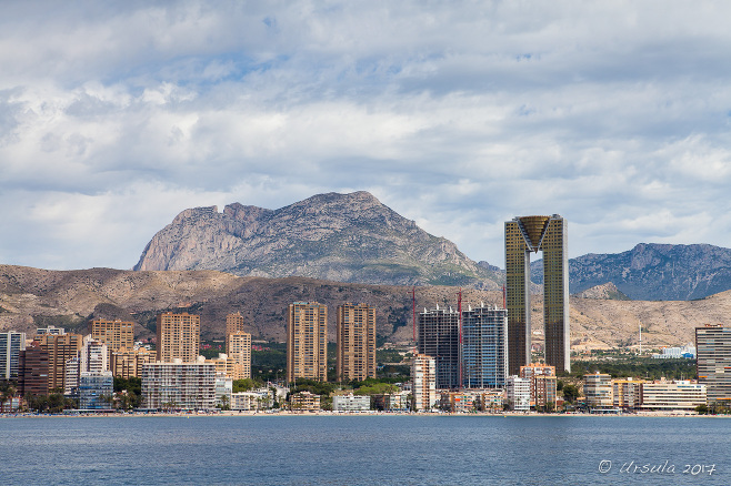 View of Benidorm from the water, Spain