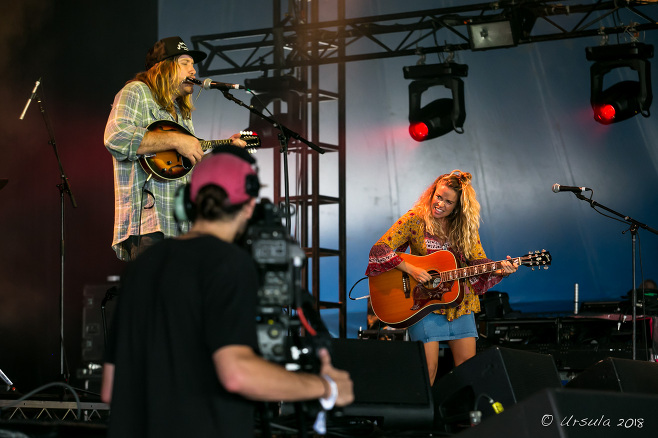 Camera in front of Little Georgia on stage at Byron Bay Bluesfest 2018, AU 