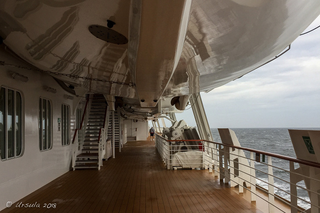 Shiny deck and lifeboat on the Viking Sky. 