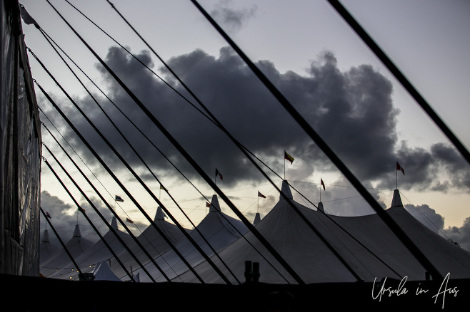 Evening clouds over the tent tops, Bluesfest Byron Bay