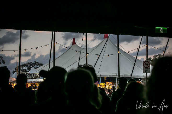 Evening falling over the tents at Bluesfest Byron Bay