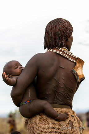 Scars on a Hamer woman's back near Turmi in the Omo Valley