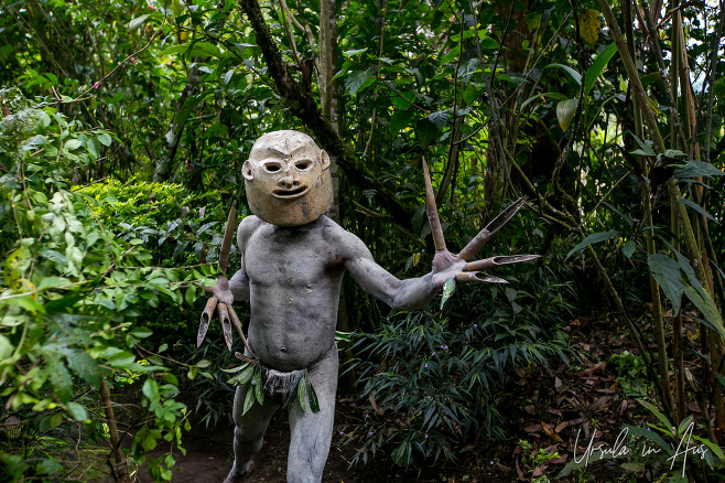 Asaro Mudmen in the jungle, Paiya Village. Papua New Guinea