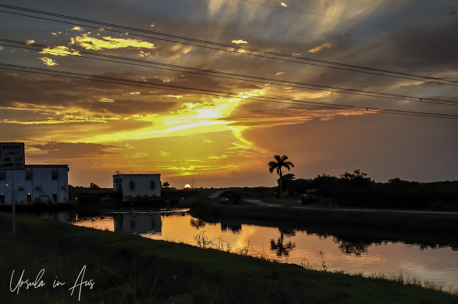 Sunset over the Palms and waters, Ft Lauderdale Florida USA