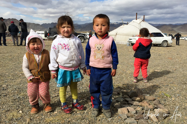 Kazakh-Mongolian children, Golden Eagle Festival, Olgii Mongolia