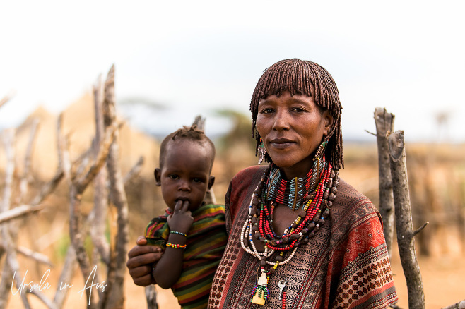 Portrait: Hamar woman with an infant, Omg Valley Ethiopia