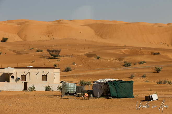 Bedouin settlement Wahiba Sands desert, Oman