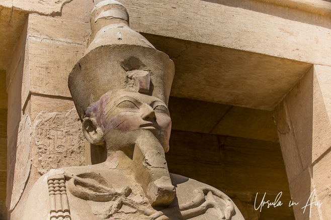 Statue of Pharaoh Hatshepsut outside her mortuary temple, Luxor Egypt