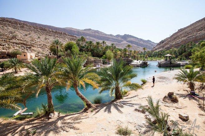 Looking down over Wadi Bani Khalid, Oman