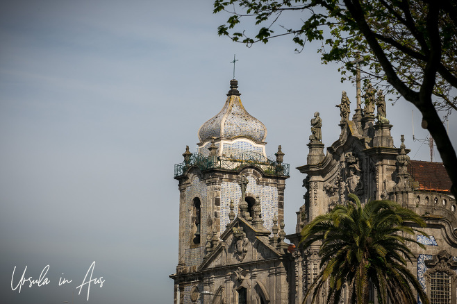 Tiled bell tower on the Igreja dos Carmelitas, Porto Portugal