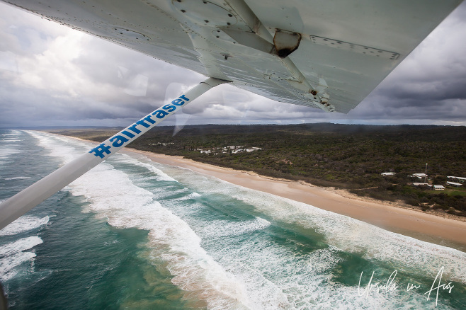 Seventy-Five Mile Beach from the air, Fraser Island, Queensland Australia
