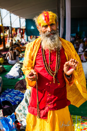 Sadhu with prayer beads, Haridwar India