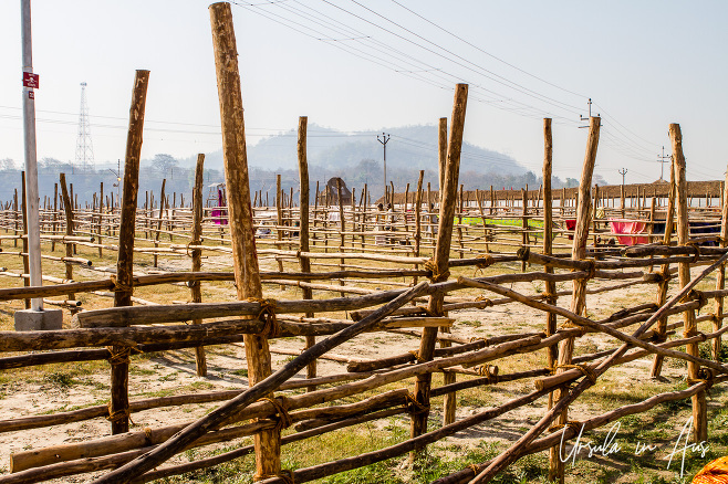 Wooden barriers, Bairaagi Camp, Haridwar India