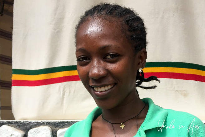 Portrait: Ethiopian woman in cornrows, Buska Lodge, Turmi