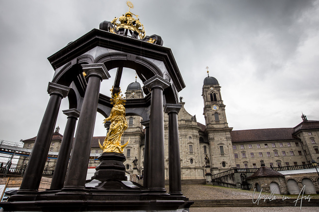 Golden Lady Fountain, Einsiedeln Abbey, Switzerland