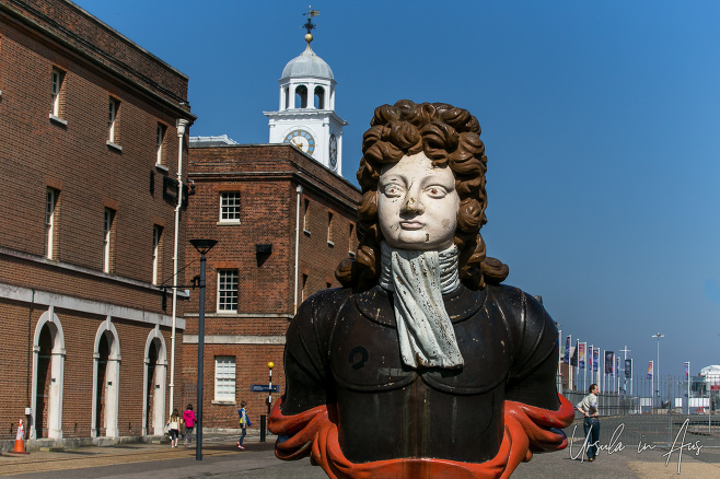 Figurehead of the HMS Benbow, Portsmouth Historic Dockyard, UK