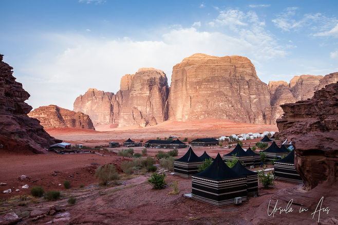 Early morning shadows over Early morning shadows over Wadi Rum Night Luxury Camp in Wadi Rum, Jordan