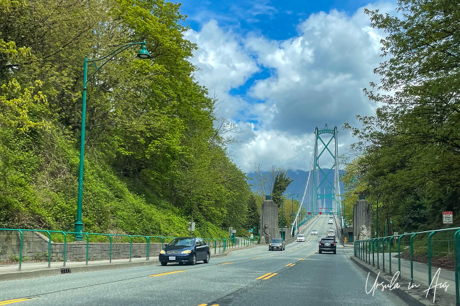 Approaching the Lions Gate through Stanley Park, Vancouver BC Canada