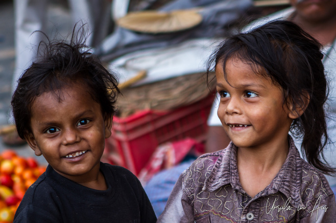 Portrait: children in a Varanasi street, India