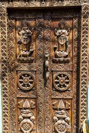 Ornately carved door, Bungamati, Nepal