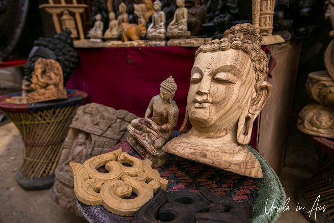 Buddha wood carvings, Bungamati, Nepal