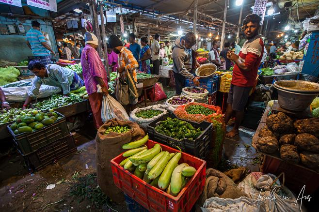 Vegetables in the Goubert Market, Puducherry, India.