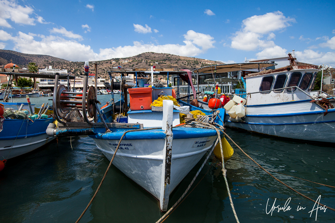 Fishing boats in Elounda Harbour, Crete Greece