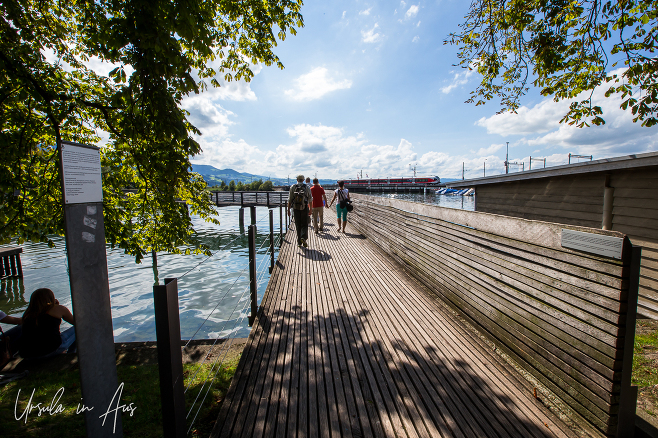 On the wooden bridge at Rapperswil, Switzerland.