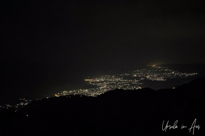 Night lights of Rishikesh from Kunjapuri Hill, Uttarakhand, India